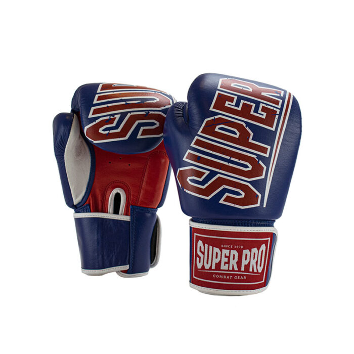 Super Pro - Challenger blauw leren kickbokshandschoenen