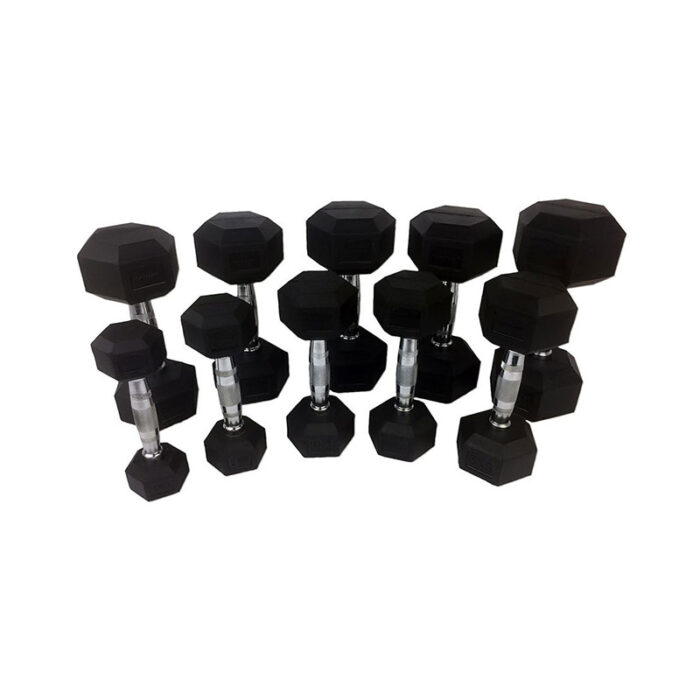Tunturi - Rubberen dumbellset 1kg tot 10kg