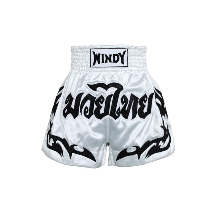 Windy - Black White Satin kickboks broekje
