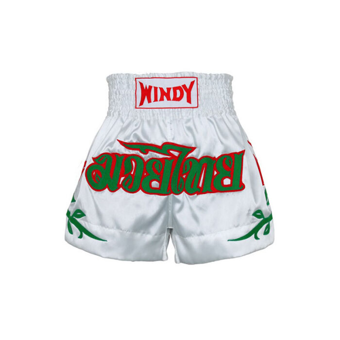 Windy - Green White Satin kickboks broekje