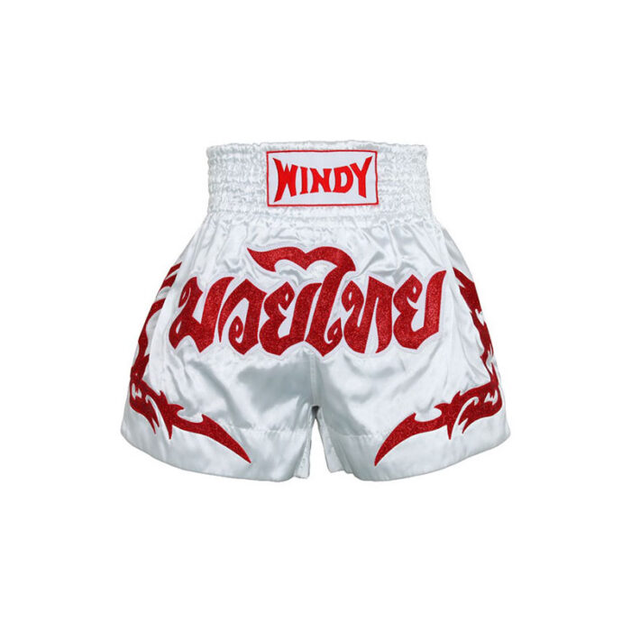 Windy - Red White Satin kickboks broekje