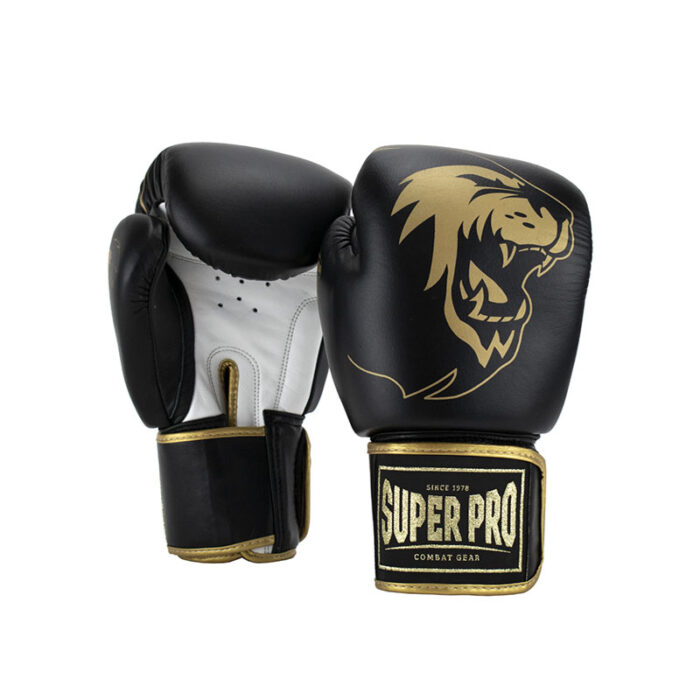 Super Pro - Warrior zwart gouden kickbokshandschoenen