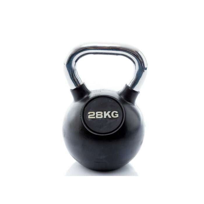 Muscle Power - Classic rubberen chrome kettlebell 28kg