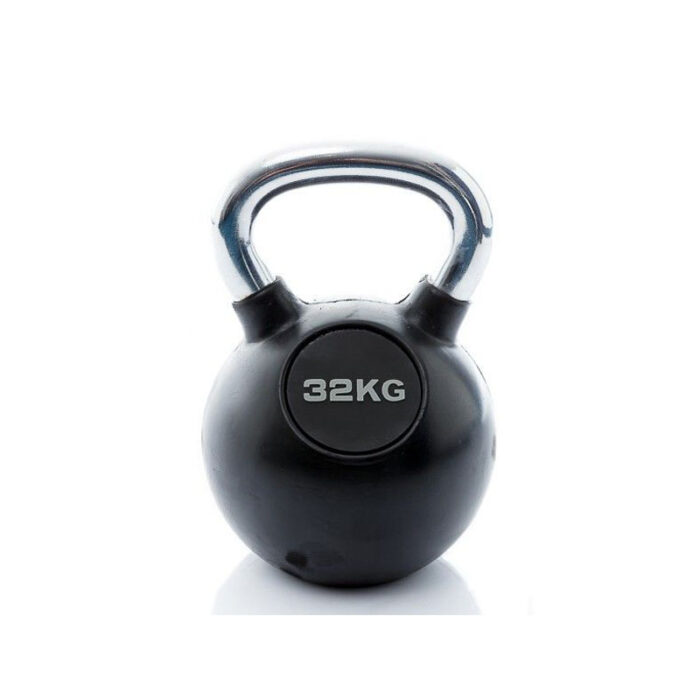 Muscle Power - Classic rubberen chrome kettlebell 32kg
