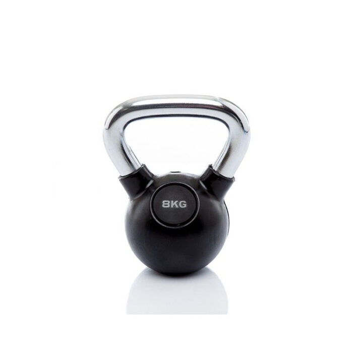 Muscle Power - Classic rubberen chrome kettlebell 8kg