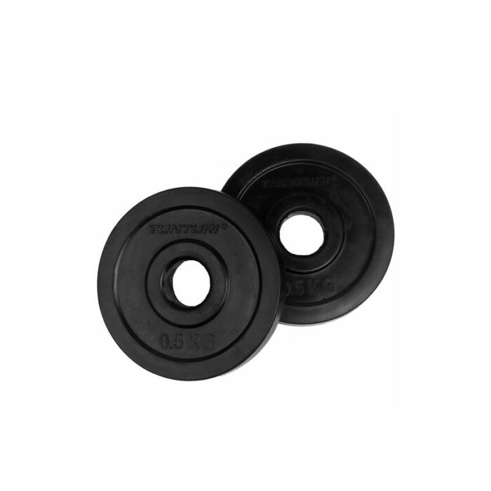 Tunturi - Zwart Rubberen halterschijf - 2x 0,5kg