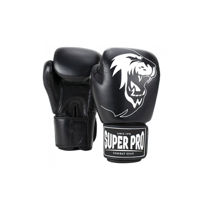 Super Pro - Warrior zwart wit leren kickbokshandschoenen