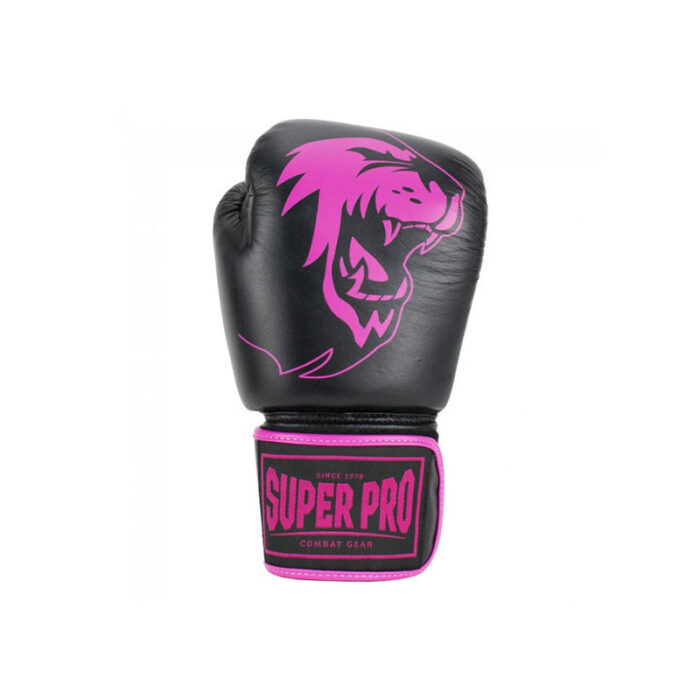 Super Pro - Warrior zwart roze leren kickbokshandschoenen - Image 2