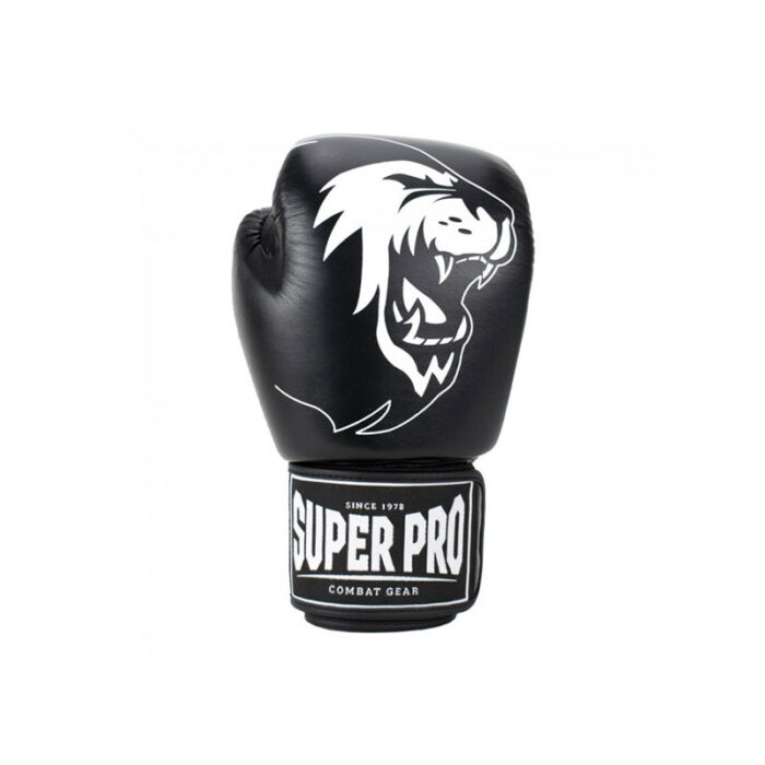 Super Pro - Warrior zwart wit leren kickbokshandschoenen - Image 2