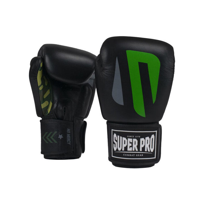 Super Pro - No Mercy zwart groen leren bokshandschoenen