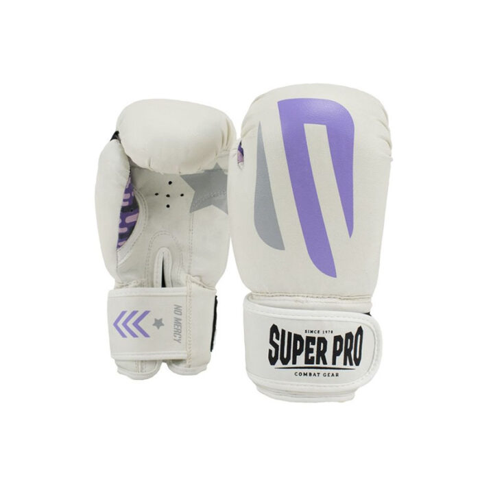 Super Pro - No Mercy wit paarse kinder bokshandschoenen